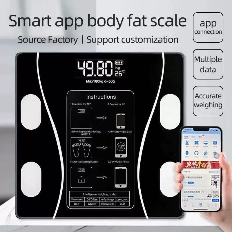 Digital Body Weight Scale - เครื่องวัดไขมันในร่างกายแบบดิจิทัลไร้สายอัจฉริยะ รองรับบลูทูธ พร้อมแอปพลิเคชันสำหรับสมาร์ทโฟนเพื่อวิเคราะห์องค์ประกอบร่างกาย